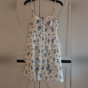 Blu Pepper Blue Floral Tiered Kids Dress